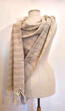 Mexican Rebozo Labrado Cotton Beige and Natural White