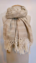 Mexican Rebozo Labrado Cotton Beige and Natural White