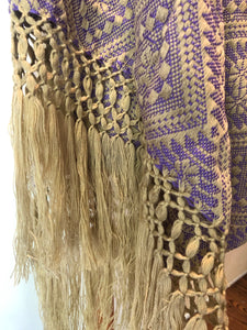 Mexican Rebozo Patzcuaro Michoacan Artesano Beige Violet Purple Violeta Morado Handwoven Shawl Wrap Doula Baby Carrier