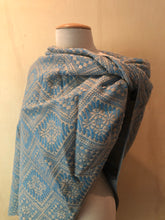 Mexican Rebozo Patzcuaro Michoacan Artesano Teal Biege Verde Azulado Handwoven Shawl Wrap Doula Baby Carrier