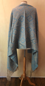 Mexican Rebozo Patzcuaro Michoacan Artesano Teal Biege Verde Azulado Handwoven Shawl Wrap Doula Baby Carrier