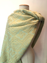 Mexican Rebozo Patzcuaro Michoacan Artesano Beige Sky Blue Azul Cielo Handwoven Shawl Wrap Doula Baby Carrier