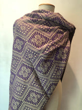 Mexican Rebozo Patzcuaro Michoacan Artesano Beige Purple Morado Handwoven Shawl Wrap Doula Baby Carrier