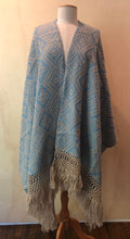 Mexican Rebozo Patzcuaro Michoacan Artesano Teal Biege Verde Azulado Handwoven Shawl Wrap Doula Baby Carrier