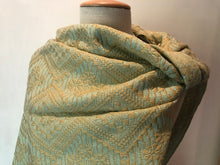 Mexican Rebozo Patzcuaro Michoacan Artesano Beige Sky Blue Azul Cielo Handwoven Shawl Wrap Doula Baby Carrier