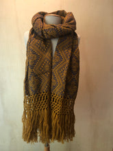 Mexican Rebozo Patzcuaro Michoacan Artesano Gold Blue Oro Azul Handwoven Shawl Wrap Doula Baby Carrier